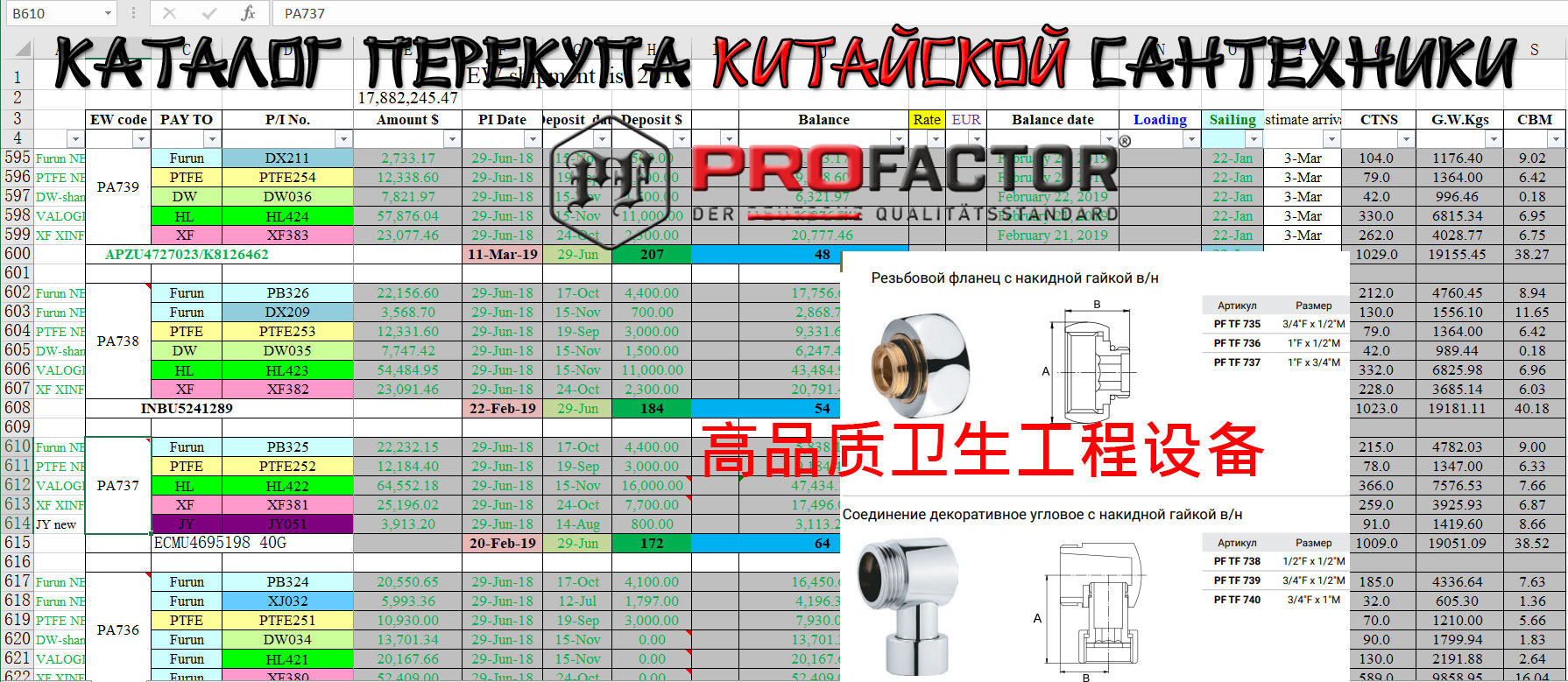 Профактор-Каталог-перекупа-Китай-PA735-740-高品质卫生工程设备