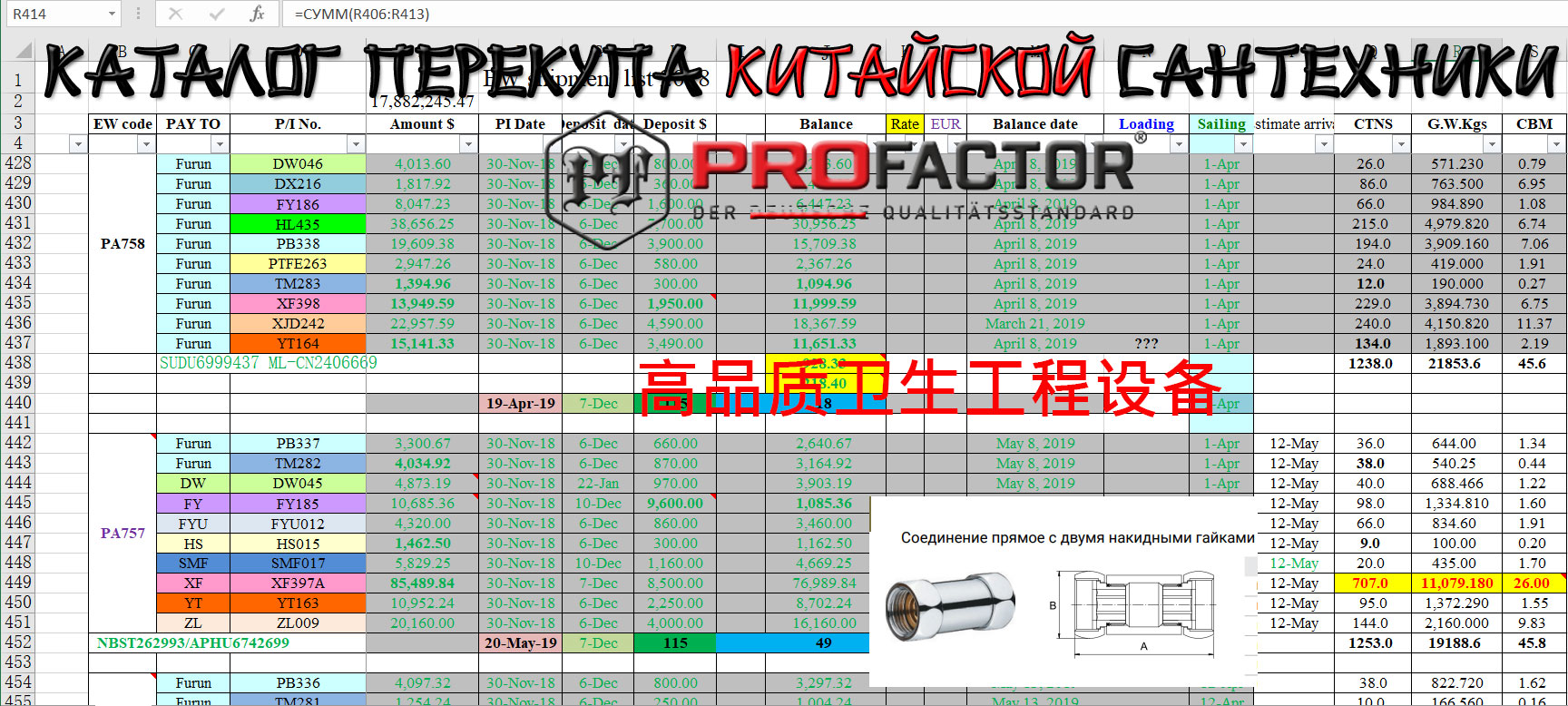 Профактор-Каталог-перекупа-Китай-PA750-758-高品质卫生工程设备